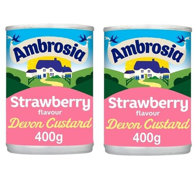Ambrosia Strawberry Flavour Devon Custard Can 400g PACK OF 2