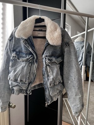 FSBN Denim Jeansjacke mit Teddyfell Gr. L   Gefütterte Bomberjacke