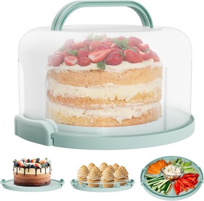Cake Carrier with Lid and Handle - Multipurpose Cake Stand with Lid for 10  Cake