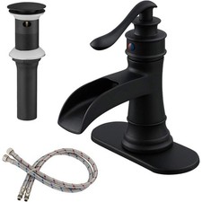Matte Black Bathroom Faucet Waterfall Bathroom Faucet Sink Lavatory Single Hole