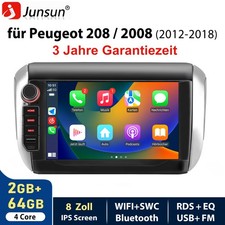 8'' DAB+ F&uuml;r Peugeot 208/2008 2012-2018 Android15 Autoradio GPS Navi SWC 2+64GB