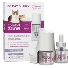 Comfort Zone Cat Calming Kit, Includes 1-Diffuser & 2-Refills Peaceful Home, New