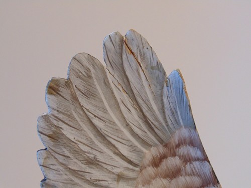 Vintage Holz Statue handgeschnitzt & bemalt König Fischer fliegender Vogel - Bild 7 von 13