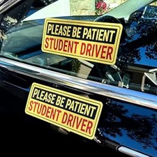 Student Driver Stickers (Non-Magnetic) for Cars & Windows - Reusable, Removable,