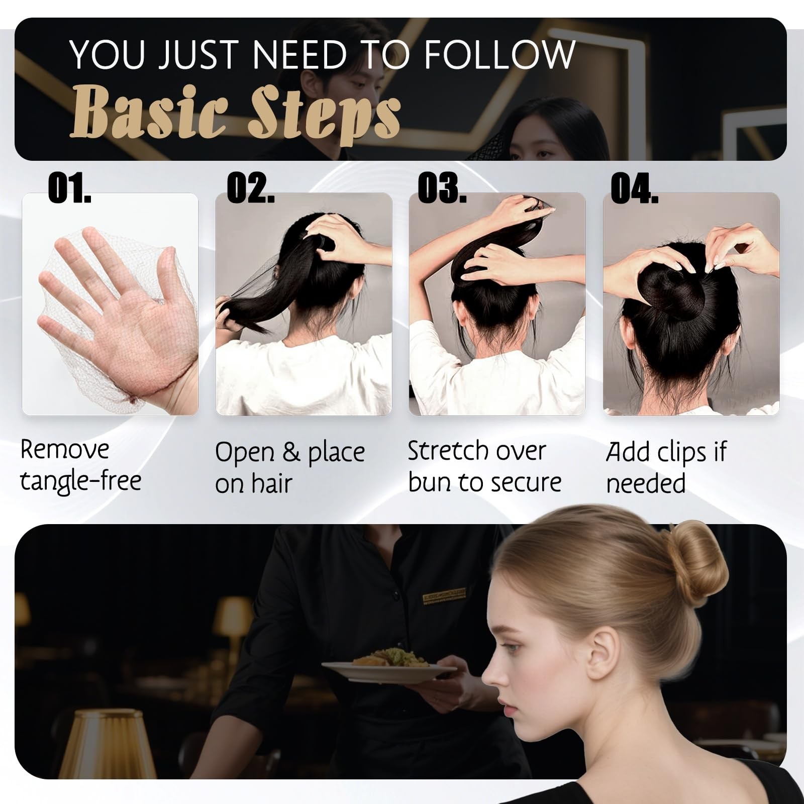 Hair Net 100 Pcs, Smilco 22 Inches Hair Nets Elasticity Invisible Elastic