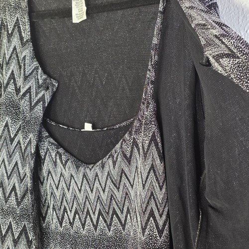 Dani Max Women's Size 16M Formal Black Silver Cardigan and Tank Top Shirt Set - Picture 3 of 8