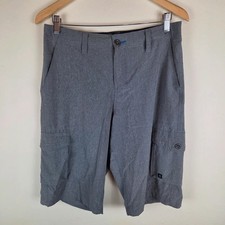 Hawk Mens Cargo Shorts Bermuda Gray Board Tech Performance Polyester 30 S