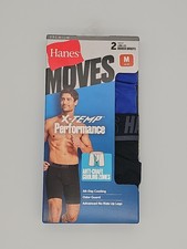 Hanes Moves X Temp Performance Trunks Mens Medium 2 Pack Black Blue NWT