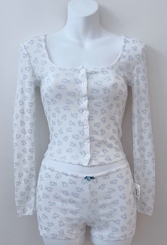 NWT ~ AEROPOSTALE Pajama Set XXS Top/XS Shorts Teddy Bear Pattern - Picture 2 of 6