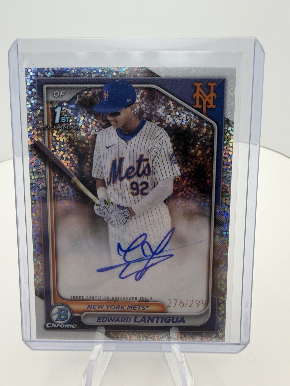 2024 Bowman Chrome EDWARD LANTIGUA 1st Speckle Auto 276/299 Mets SP