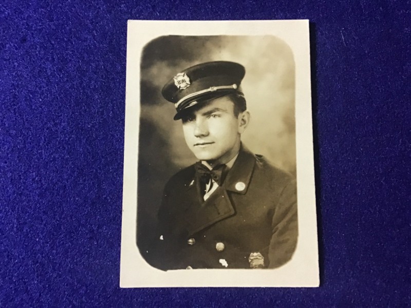 Fireman Head & Shoulder Portrait Vintage B&W Wallet Size Photo, Likely Portland