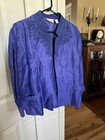 Chico's size 2 Linen Nylon blend Purple jacket open front pockets — photo 2