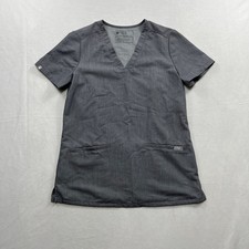 FIGSCasma Scrub Top V-Neck 2-Pocket Gray Women XS