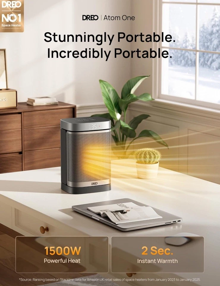Dreo Electric Space Heater, 70° Oscillating Portable Heaters for Home, 1500W PTC - Image 2 of 4