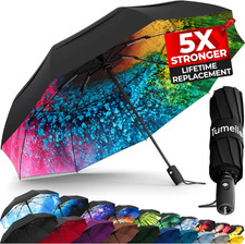 Strongest Windproof Travel Umbrella Compact, 100MPH Wind-Tested , Light, Portab