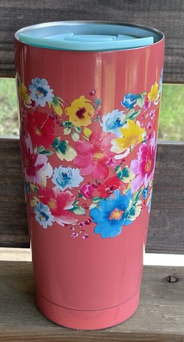 ✅Pioneer Woman 20oz Maverick Breezy vaso aislado de acero inoxidable coral - Imagen 8 de 11