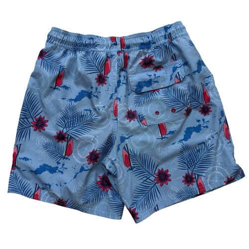 Vineyard Vines Swim Trunks Boys Size Medium Blue Sail Boats Lined Elastic Waist - Picture 3 of 4