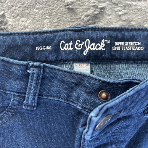Girls' Mid-Rise Soft Knit Jeggings - Cat & Jack GIRLS SIZE LARGE 10/12 DARK BLUE - Picture 4 of 9