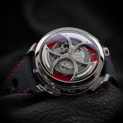 MB&F M.A.D. 1 RED 42mm Automatic Steel Case Canvas Band Limited Edition Complete