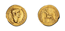 Tiberius. AD 14-37. AV Aureus (20mm, 7.69 g, 12h). “Tribute Penny” type. Lugdunu