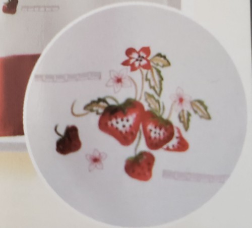 3pc. Embroidery Curtains Set: 2 Tiers & Swag (60"x36") STRAWBERRIES, SISERA, VH - Picture 11 of 13