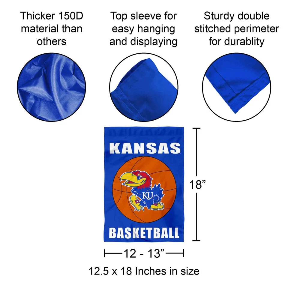 Kansas KU Jayhawks Basketball Garden Flag and Yard Banner - Image 2 of 4