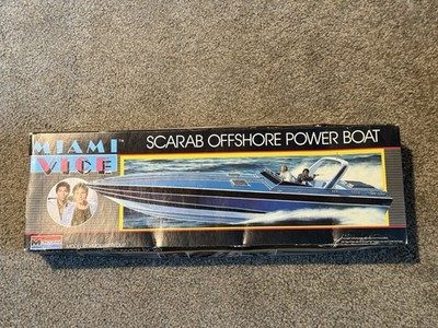 Rare! Vintage MIAMI VICE Boat Model Kit by Monogram SCARAB OFFSHORE POWER BOAT
