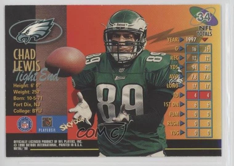 1998 Metal Universe Chad Lewis #34 - Image 2 of 2