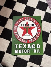 Vintage Made In USA Texaco Gas Tin Tacker Sign