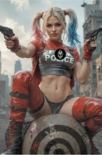 Harley F POLICE DOUBLE SIDED - Deviant Nation Art book Ltd 100 w/ CoA