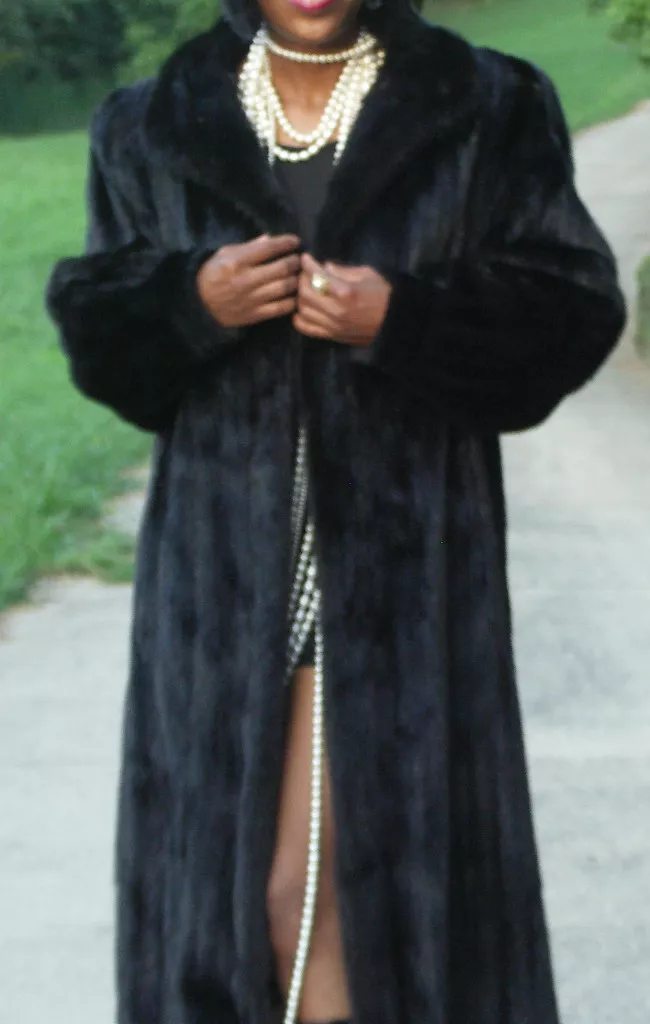Full length cheap black fur coat