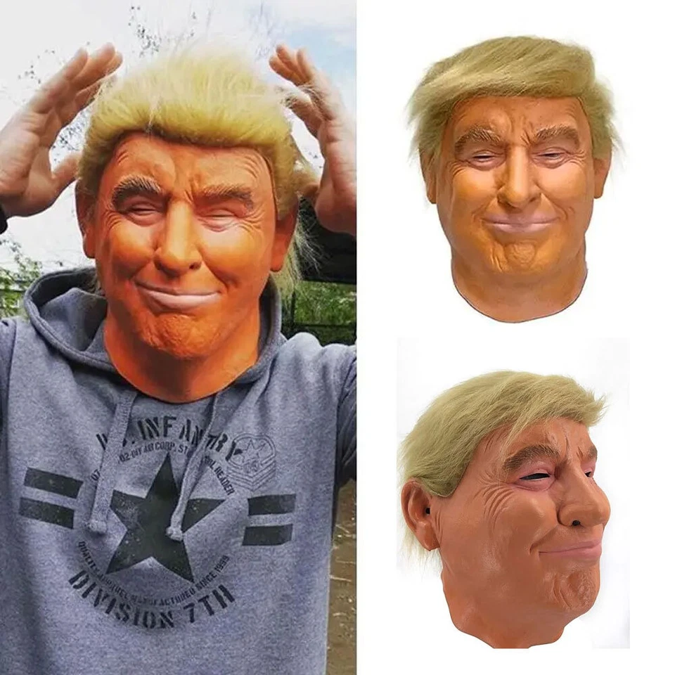Maschera Donald Trump costume cosplay festa Halloween celebrità maschera lattice IT - Immagine 4 di 4