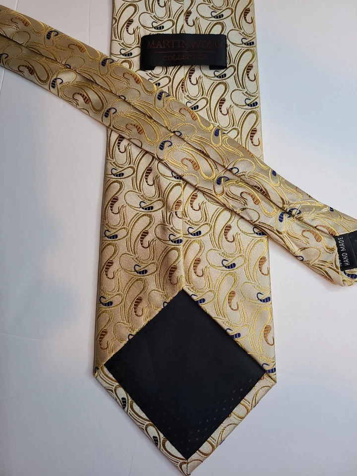 CORBATA HOMBRE COLECCIÓN MARTIN WONG AZUL TOSTADO MARRÓN ~HERMOSA~ Foto 2 de 4