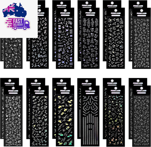 Holographic Kpop Deco Stickers, 24 Sheets Korean Self Adhesive Clear Glitter Sta