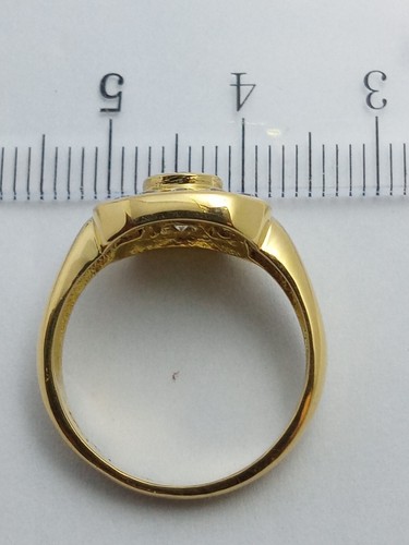 Anello in oro giallo 750 18 carati pietra gr 5,7 misura n 14 con pietre +2lav - Foto 7 di 12