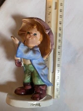 Vintage Lefton Sticker #2300 April Birthday Boy Of The Month Umbrella Figurine