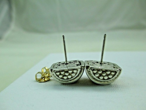 John Hardy Punkte 18K Gelbgold Sterlingsilber Ohrringe 14K Backs 036TB - Bild 9 von 12