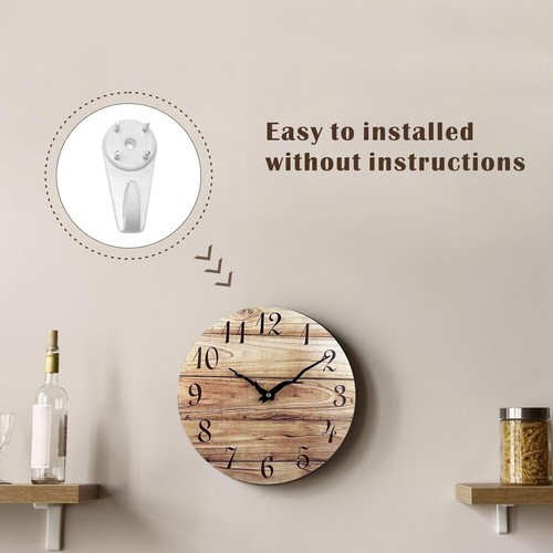 16-inch Rustic Walnut Wall Clock with Silent Quartz Movement - Perfect Decor - Picture 9 of 11