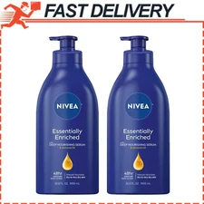 NIVEA Essentially Enriched Body Lotion for Dry Skin, 33.8 Fl Oz Pump Bottle, 2PK
