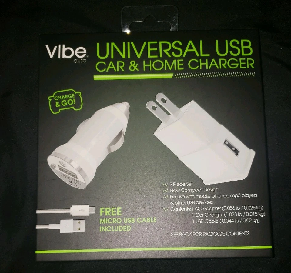 Nuevo-Vibe Kit de Carga USB Auto Universal Coche y Hogar Nuevo Blanco Compatible con Samsung Foto 2 de 4