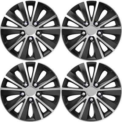 FOR TOYOTA PROACE - 15'' WHEEL TRIMS RAPIDE BLACK & SILVER HUB CAPS 4PC SET