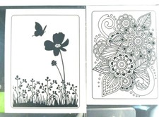 New - Lot of 2 Darice Embossing Folders - Henna  Butterfly on Flower