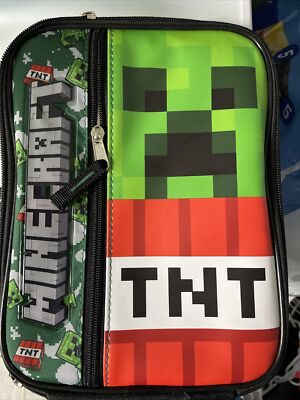 Minecraft Creeper & TNT Kaboom Lunch Box Tote 10'' x 7.5'' x 4'' Side Mesh Pocket
