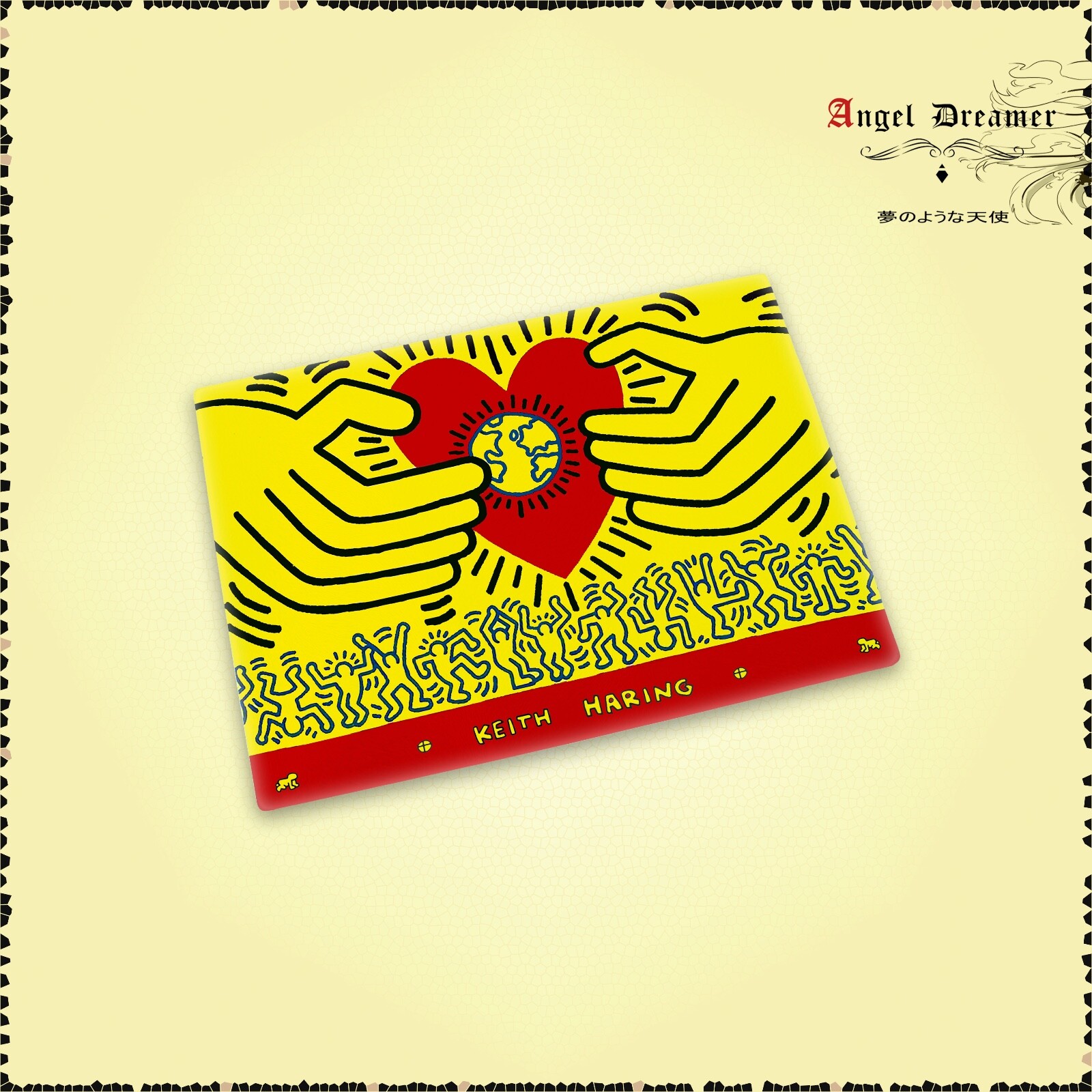 Planche à découper en verre Keith Haring Coeur idée cadeau déco cuisine