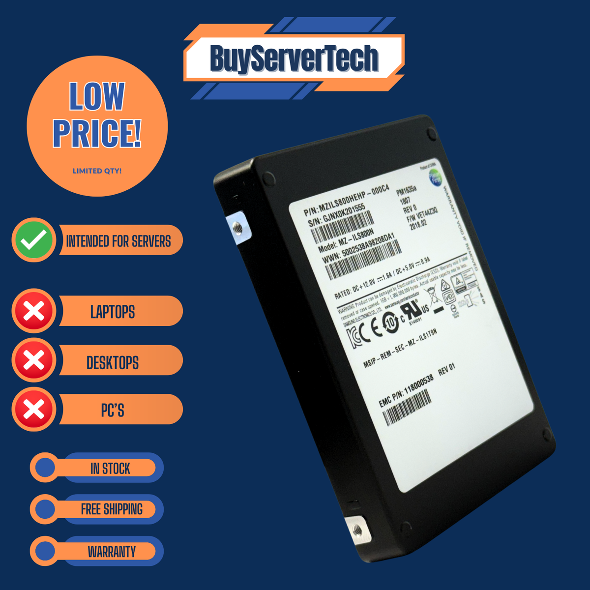 Samsung MZ-ILS800N 800GB SAS 12Gb/s 2.5