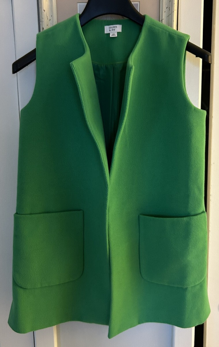 d.i.a.トップス Women's XS Crown & Ivy Green Tunic Long Length Fleece Vest Front