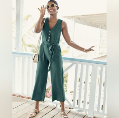 Boden Bryony Jersey Jumpsuit In Green Size 4R