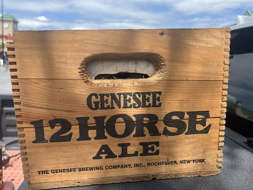 Vintage Genesee Beer Crate 12 Horse Ale Wooden Box 19" x 9" x 12" W/23 Empties - Picture 4 of 8