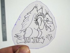 vtg 1960s 1970s Tattoo acetate stencil Cartoon Biker Vulture v4 signed BR2
