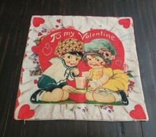 Valentine's Day Throw Pillow Cover To My Valentine 18" x 18" Vintage Design New